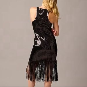 J.Crew Collection fringe-trim sheath dress in sequin (NWT)